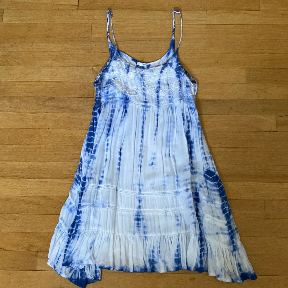 Blue and white tie dye dress